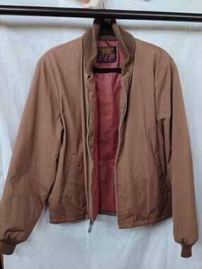 VIP Brown/Tan Bomber Jacket with Contrasting Rose Lining